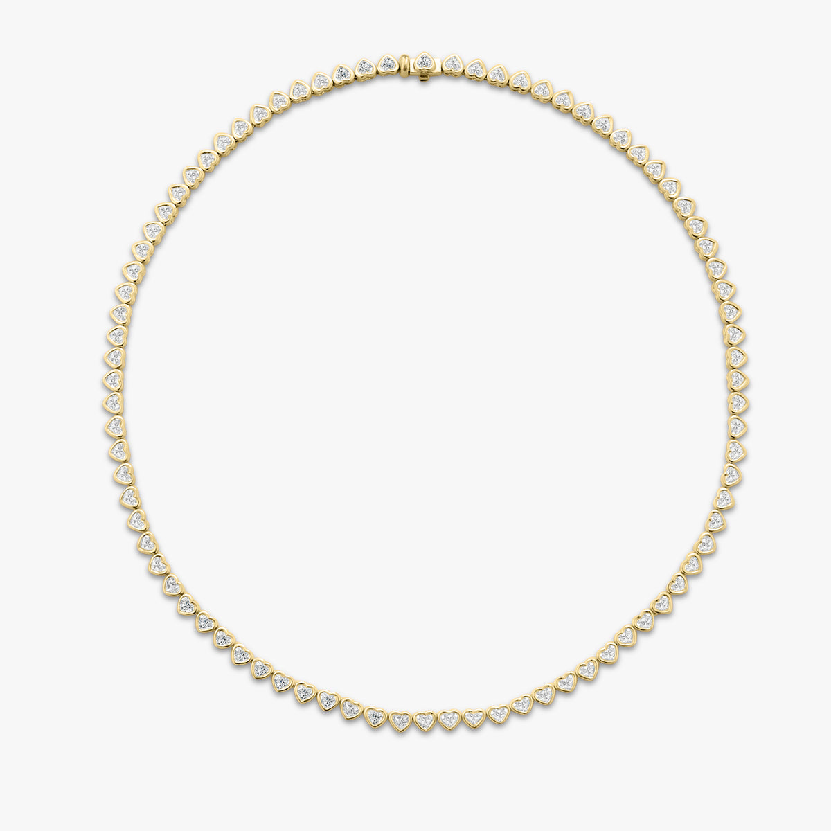 Hall Heart Bezel Set Diamond Tennis Necklace 11.80 ctw