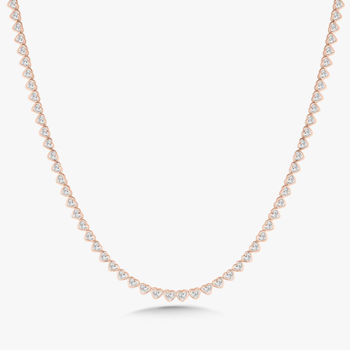 Hall Heart Bezel Set Diamond Tennis Necklace 11.80 ctw