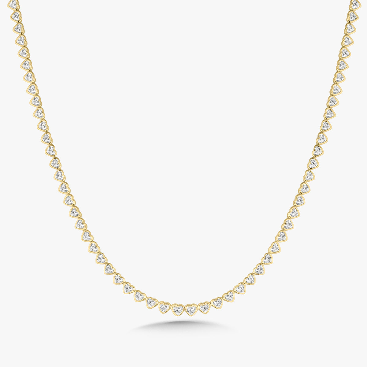 Hall Heart Bezel Set Diamond Tennis Necklace 11.80 ctw