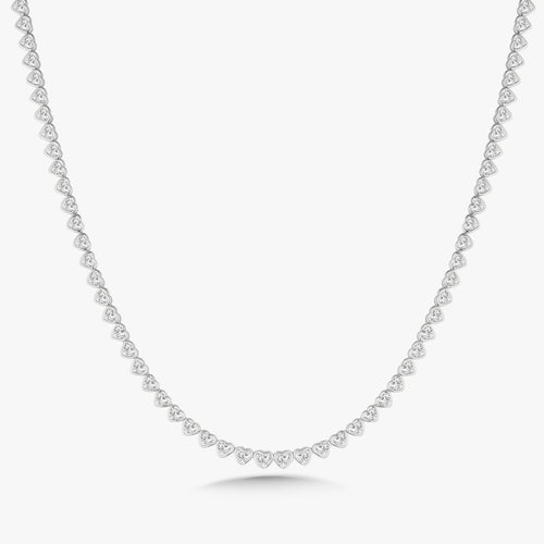 Hall Heart Bezel Set Diamond Tennis Necklace 11.80 ctw