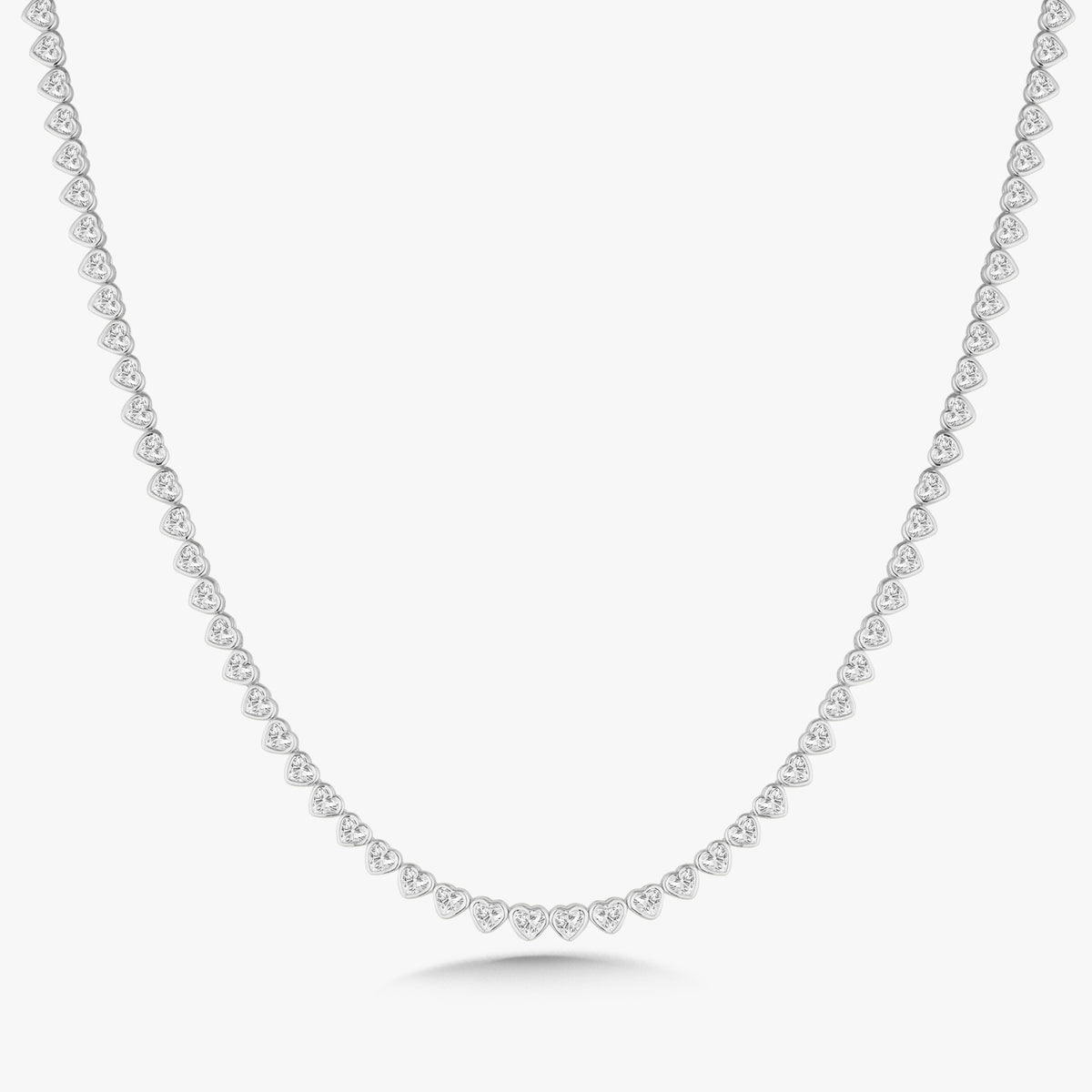 Hall Heart Bezel Set Diamond Tennis Necklace 11.80 ctw