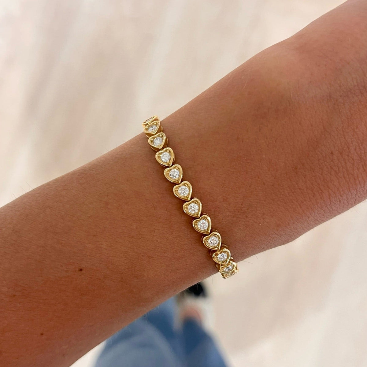 Harley Diamond Heart Bezel Tennis Bracelet 2.17 ctw