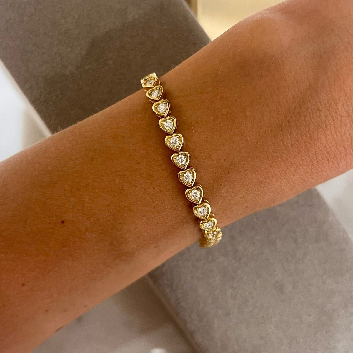 Harley Diamond Heart Bezel Tennis Bracelet 2.17 ctw