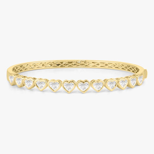 Heart Shaped Diamond Bezel Bangle Bracelet 3.90 ctw