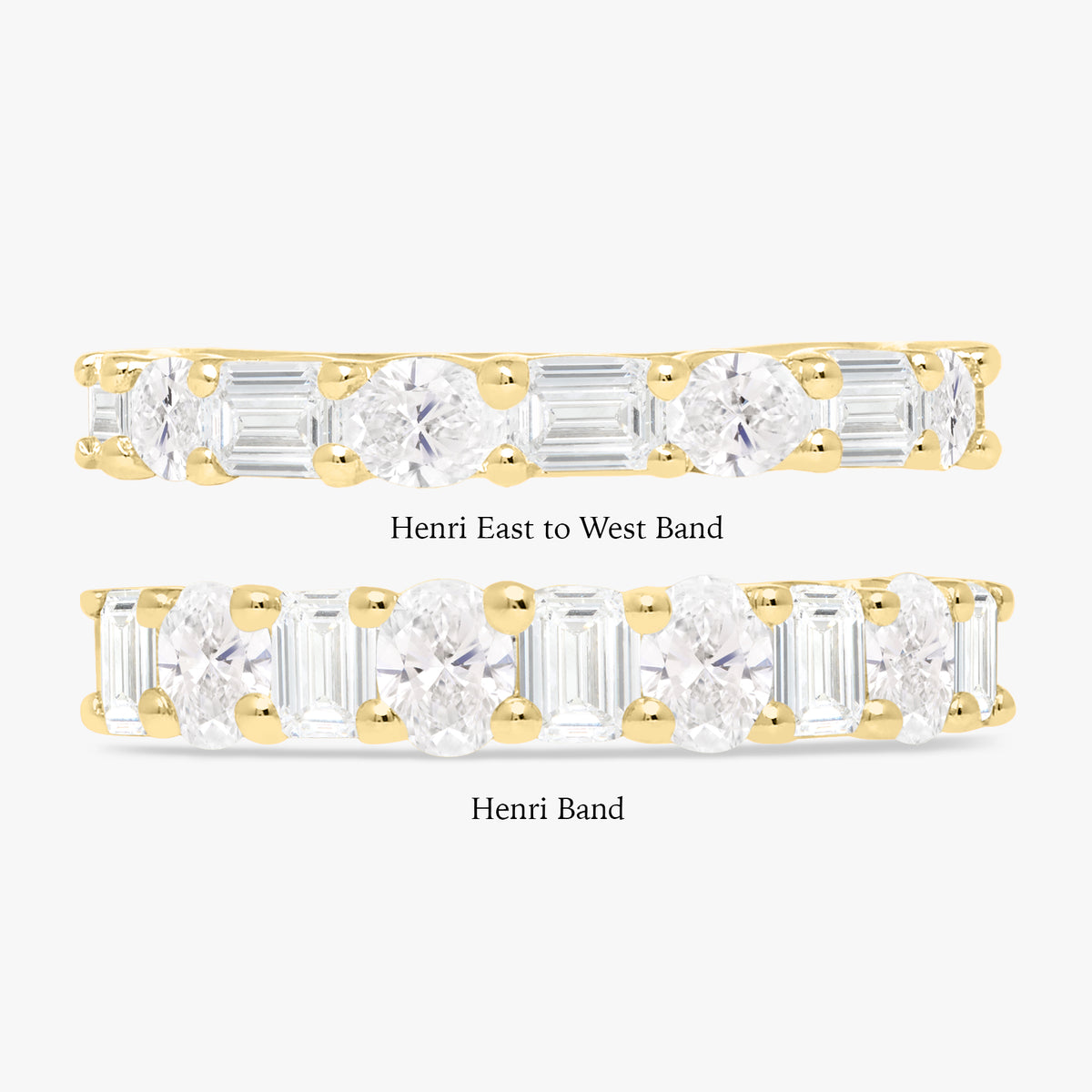 Henri East to West Oval & Emerald Cut Diamond Band 1.45 ctw