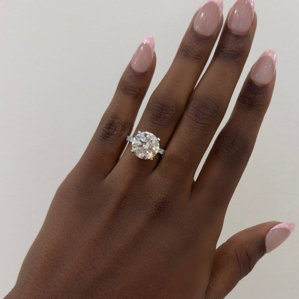 6.03ct Lab Grown Round Brilliant Diamond in Pavé Solitaire with Hidden Halo