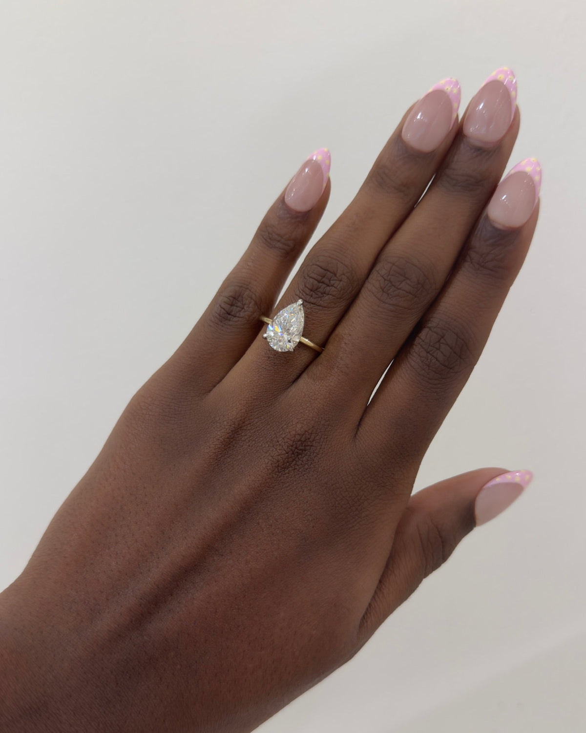 3.07ct Lab Grown Pear Diamond in a Solitaire Setting with Hidden Halo