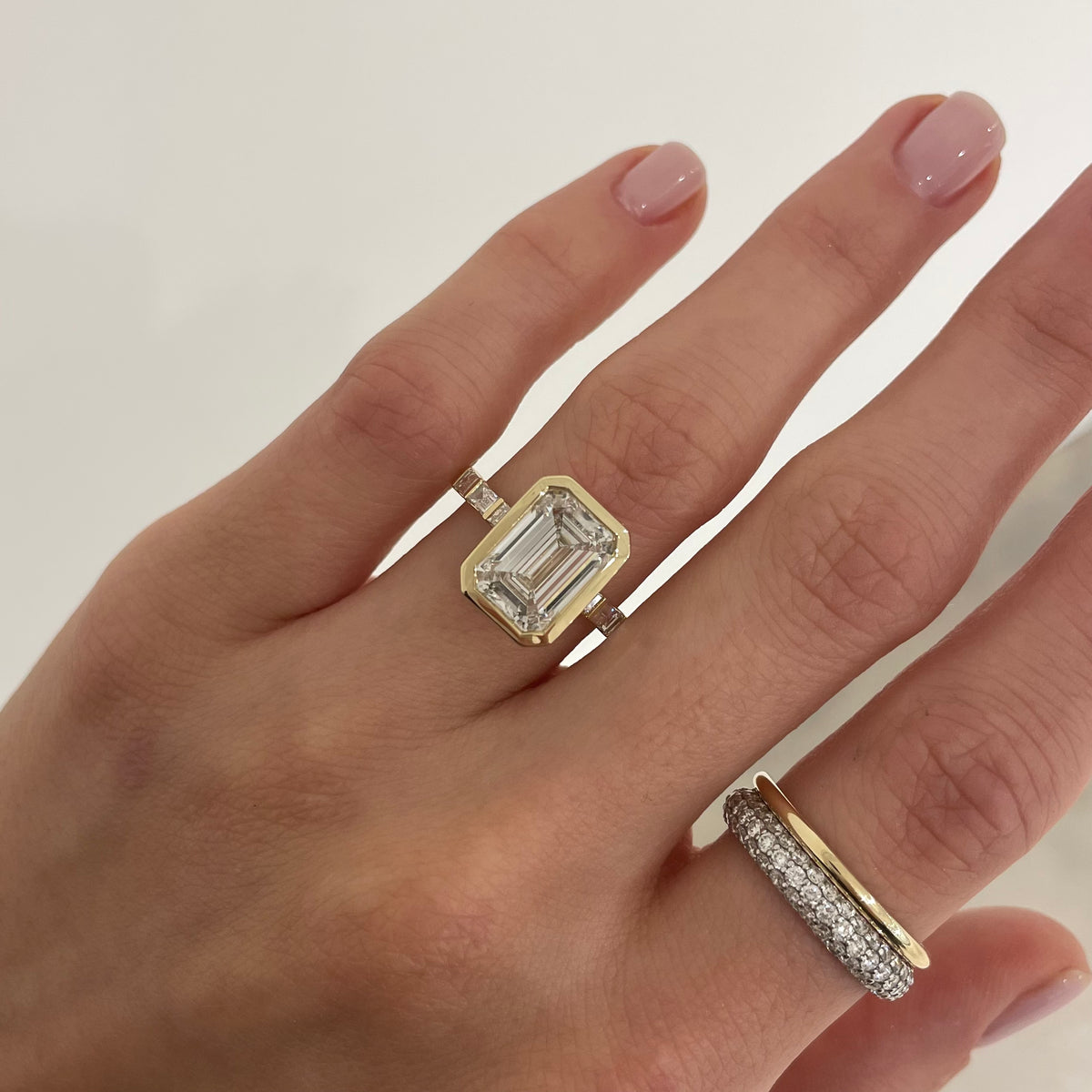 4.01 Emerald Cut Lab Grown Diamond in the Modern Bezel