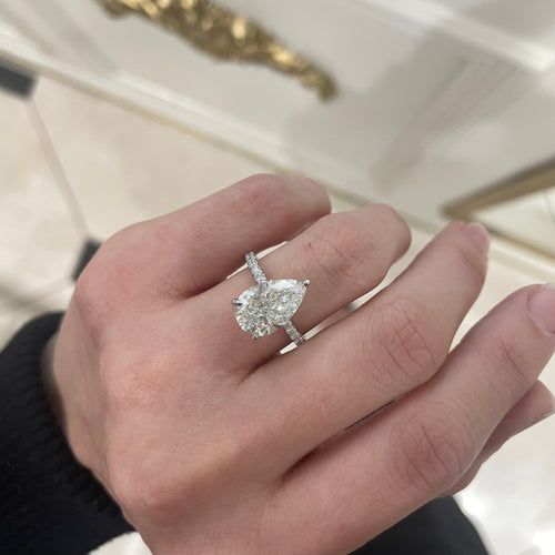 3.00ct Pear Lab Grown Diamond In a Solitaire With Pavé