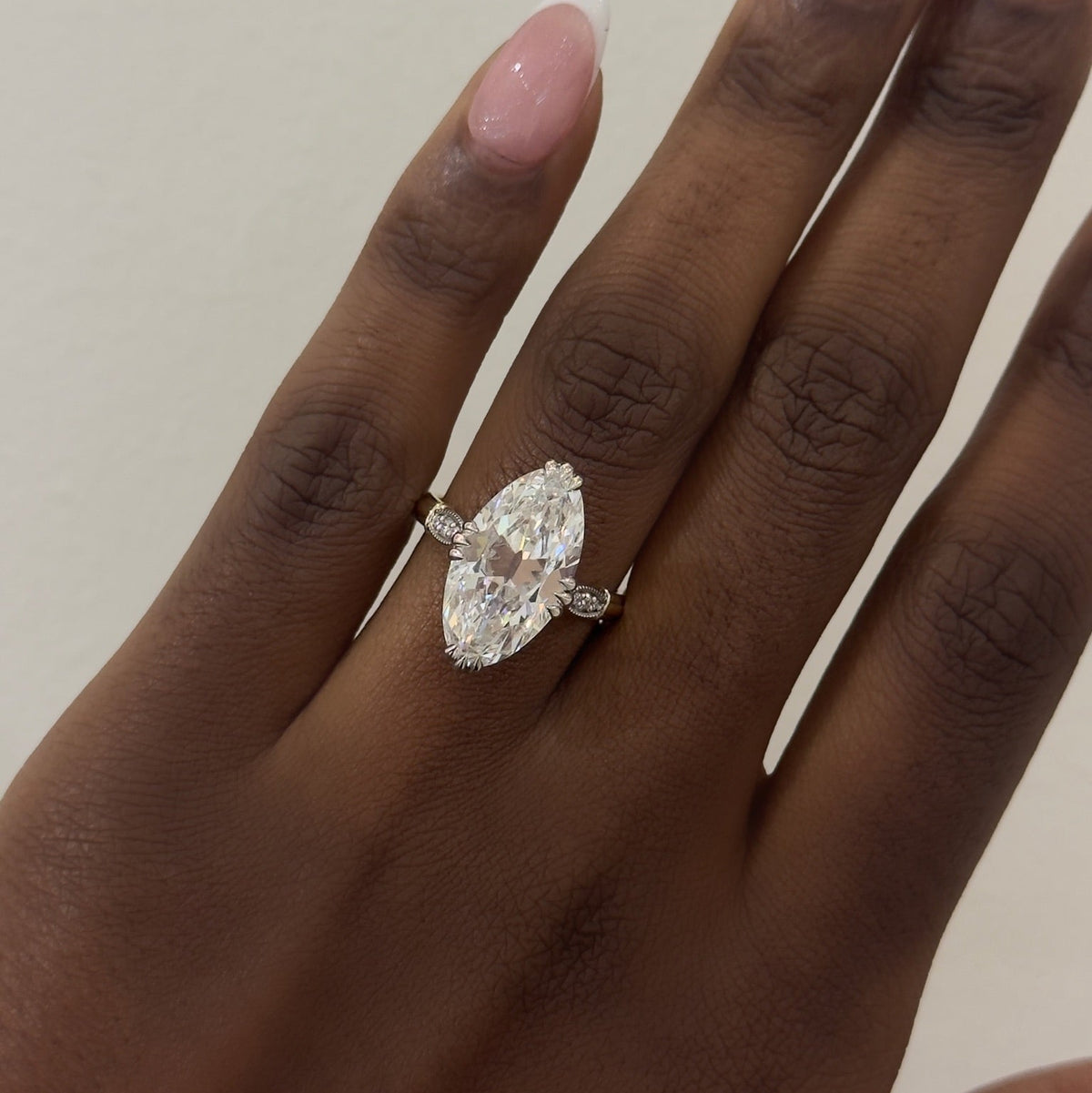 6.04ct Lab Grown Antique Moval Diamond in a Three-Claw Vintage Inspired Setting
