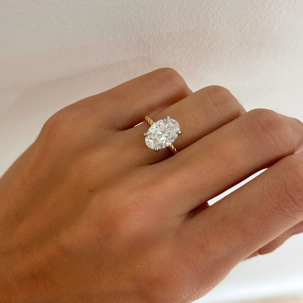 2.93ct Lab Grown Oval Diamond in a Mecina Rope Setting with Hidden Halo