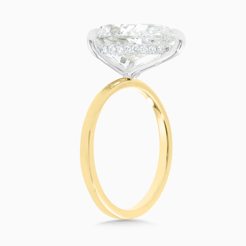 5.02ct Lab Grown Pear Cut Diamond in a Solitaire Setting with Hidden Halo