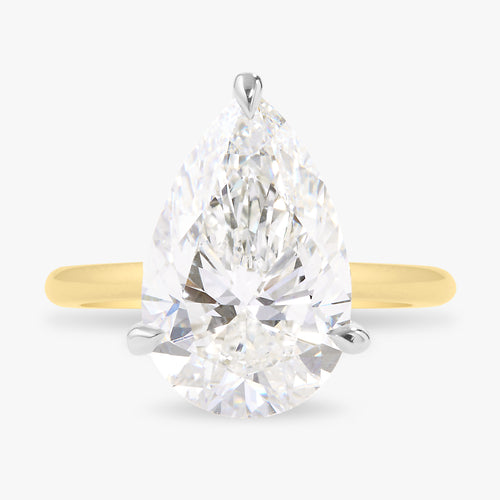 5.02ct Lab Grown Pear Cut Diamond in a Solitaire Setting with Hidden Halo