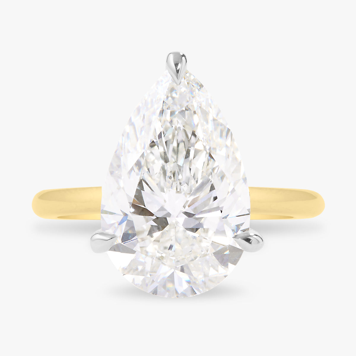 5.02ct Lab Grown Pear Cut Diamond in a Solitaire Setting with Hidden Halo