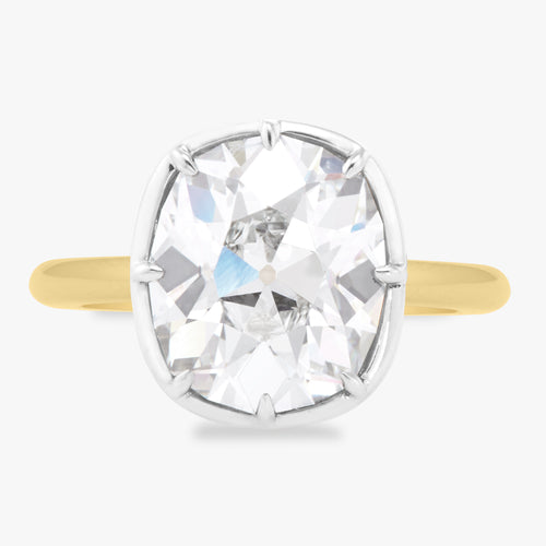 5.05ct Lab Grown Antique Cushion Cut Diamond in a Georgian Bezel Setting