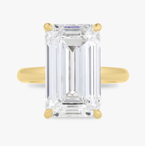 8.06ct Lab Grown Emerald Cut Diamond in a Solitaire Setting with Hidden Halo