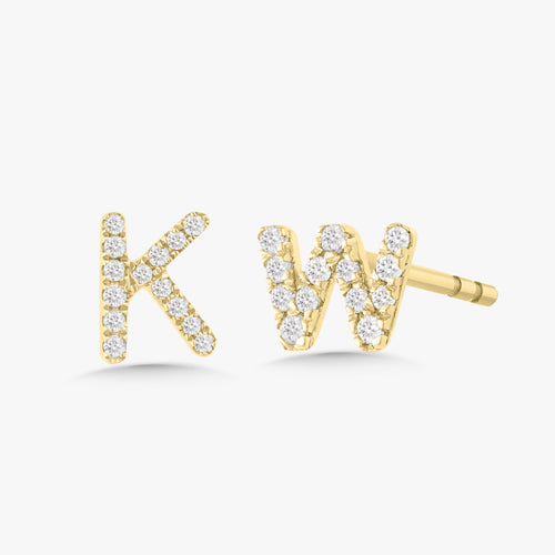 Initial Diamond Stud Earrings