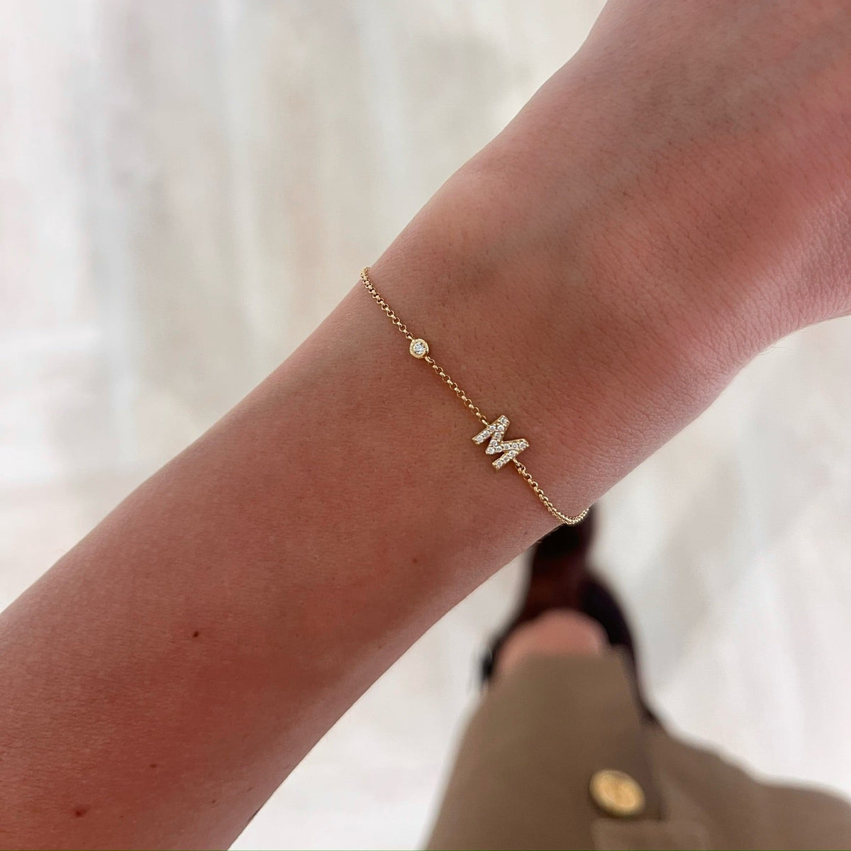 Initial and Diamond Bezel Bracelet - RWFJ