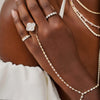 "It girl" Multi Mixed Shape Diamond Hand Chain 2.65 ctw, Two-Tone Gold & Pave Diamond Illusion Stacking Band
