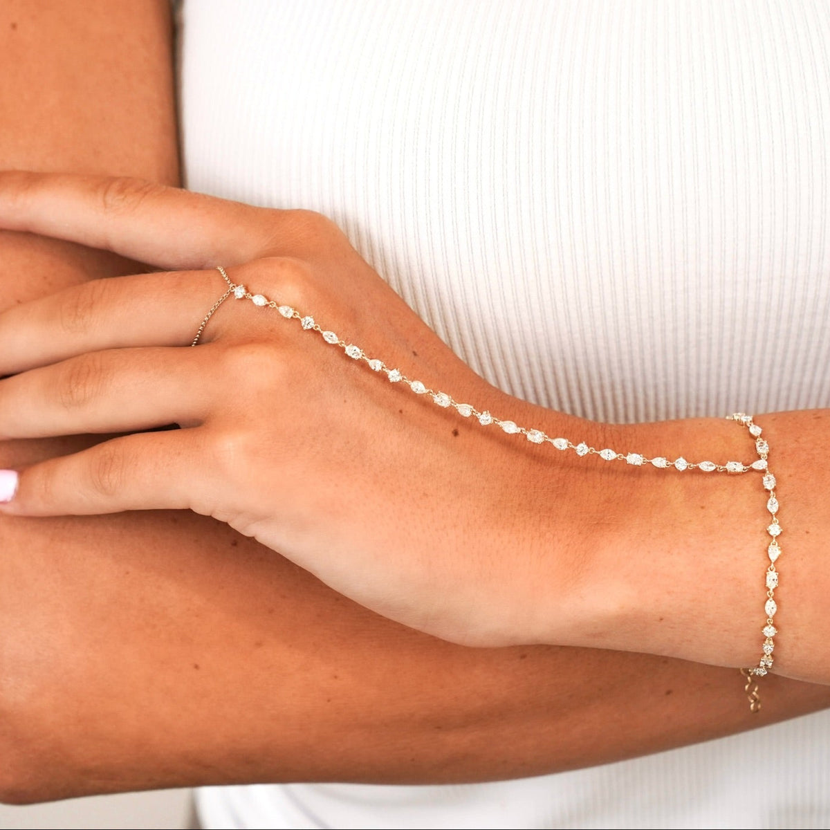 "It girl" Multi Mixed Shape Diamond Hand Chain 2.65 ctw
