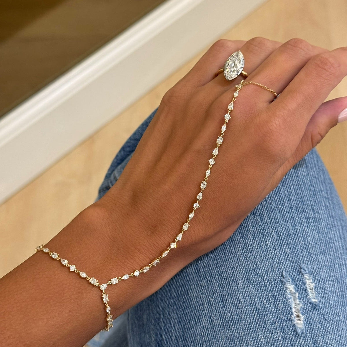 "It girl" Multi Mixed Shape Diamond Hand Chain