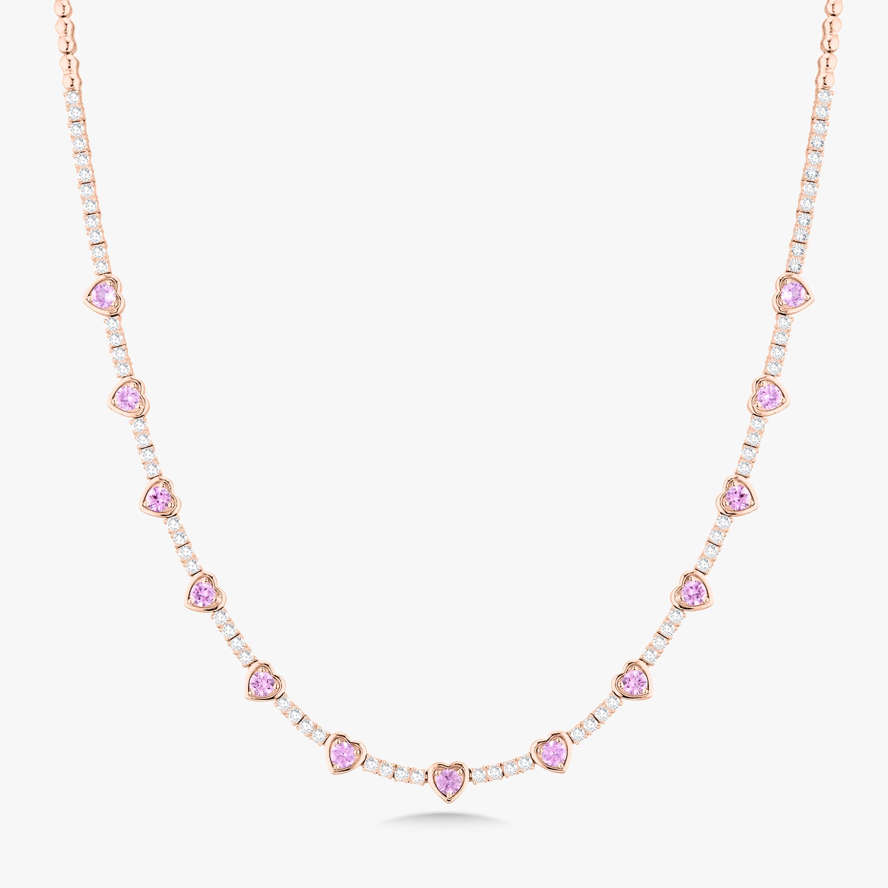 Kam Lee Pink Sapphire & Diamond Illusion Heart Tennis