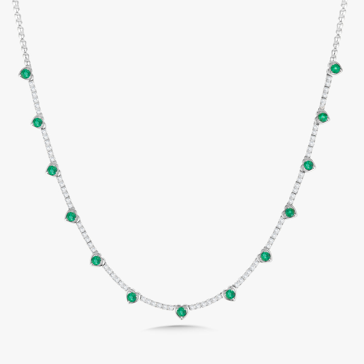 Jena Green Emerald & Diamond Illusion Heart Tennis Necklace 2.73 ctw