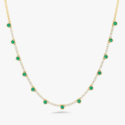 Jena Green Emerald & Diamond Illusion Heart Tennis Necklace 2.73 ctw