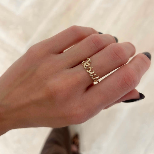 "Jesus" Gold Wire Script Ring