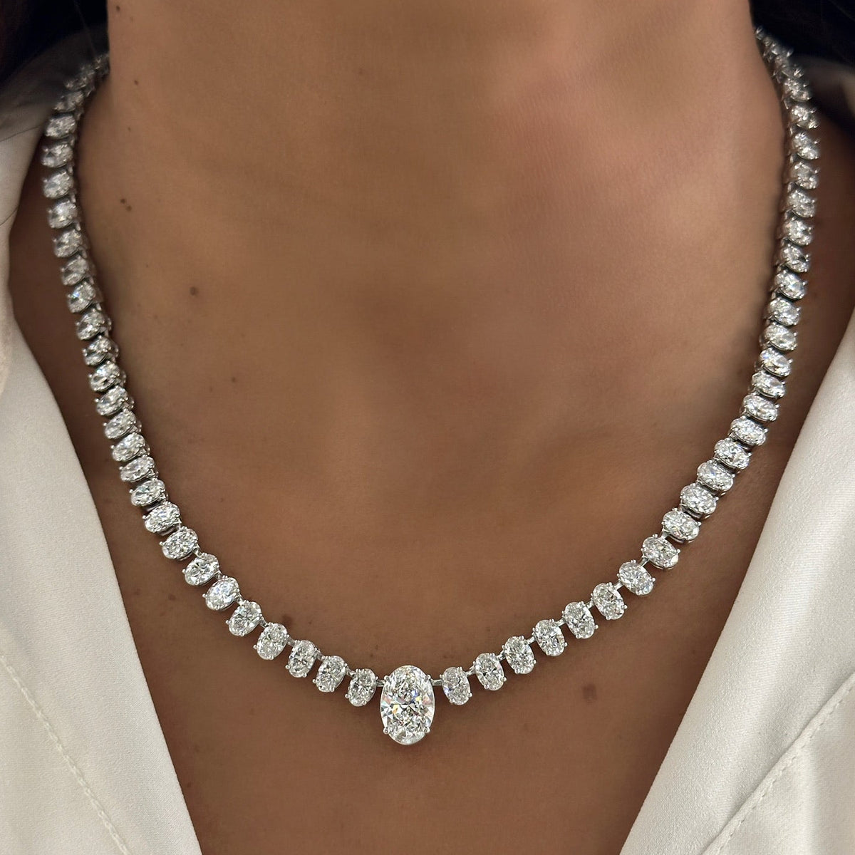 Josette Floating Oval Diamond Necklace 35 ctw