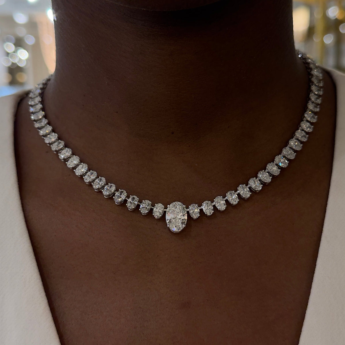 Josette Floating Oval Diamond Necklace