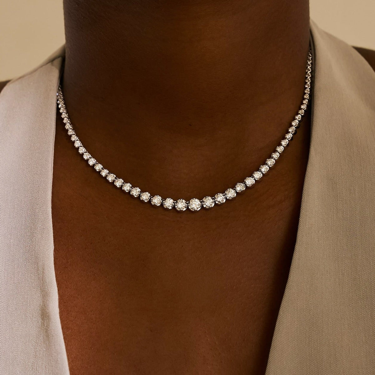 Jovana Graduated Illusion Set Diamond Tennis Necklace 8 ctw