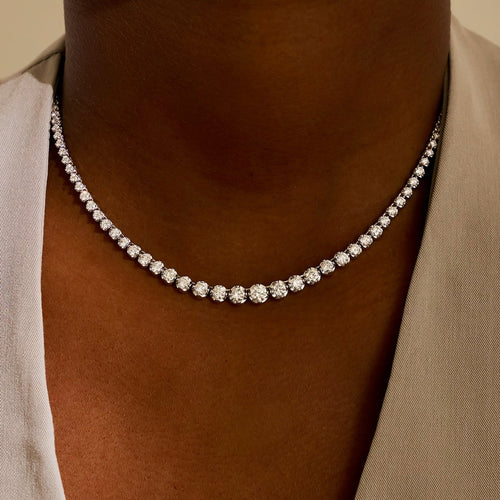 Jovana Graduated Illusion Set Diamond Tennis Necklace 8 ctw