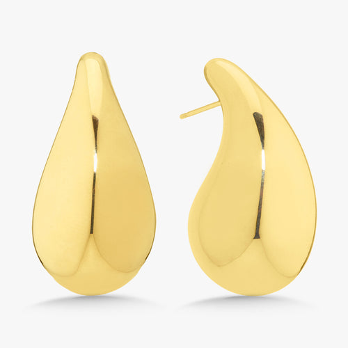 Gold Tear Drop Stud Earrings