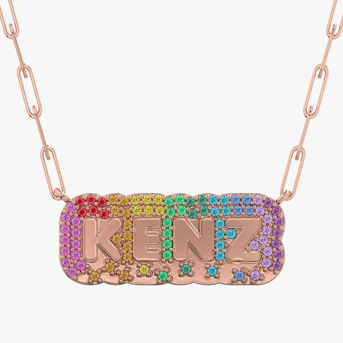 Custom Rainbow Gemstone Name Necklace Design DEPOSIT ONLY