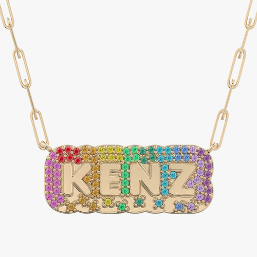 Custom Rainbow Gemstone Name Necklace Design DEPOSIT ONLY