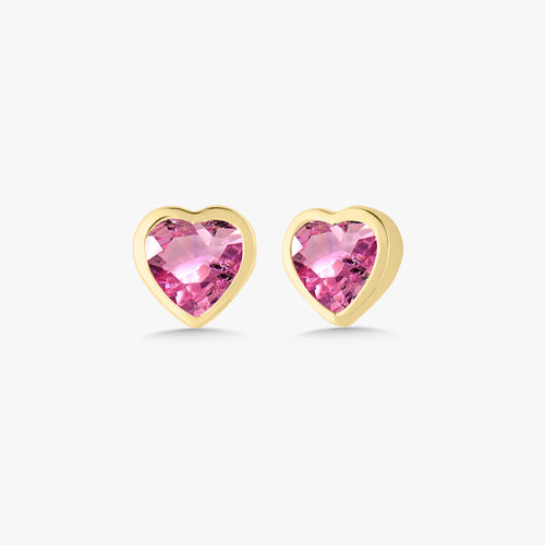 Kait Pink Sapphire Heart Stud Earrings