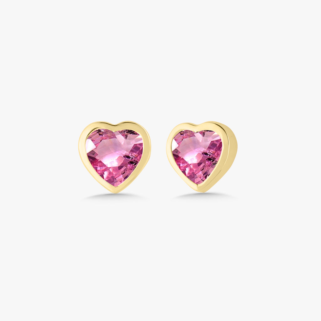 Kait Gemstone Bezeled Heart Stud Earrings – RWFJ