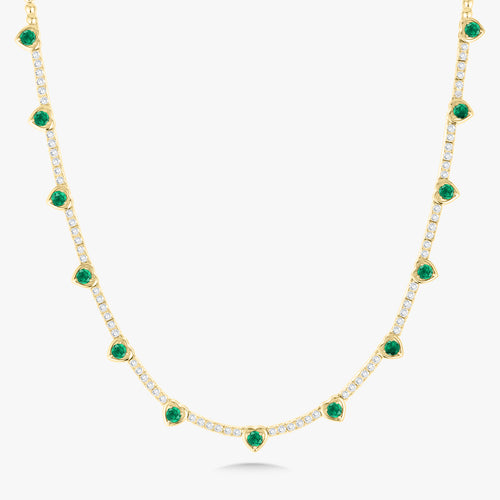 Kam Lee Green Emerald & Diamond Illusion Heart Tennis Necklace 2.73 ctw