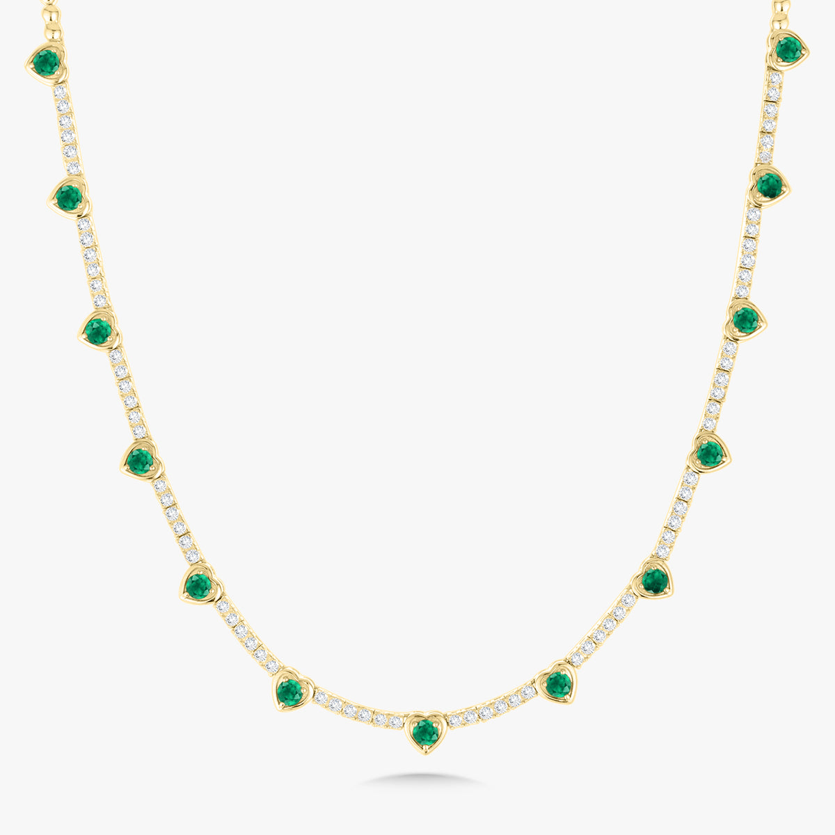 Kam Lee Green Emerald & Diamond Illusion Heart Tennis Necklace 2.73 ctw