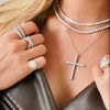 Gracie Scalloped Diamond Cross Necklace 2.56 ctw, Brooks Baguette Diamond Crossover Ring, Peyton Pave Diamond Signet Ring, Kessler Diamond Tennis Necklace, Bronwyn East to West Baguette Diamond Adjustable Choker Necklace 7.37 ctw