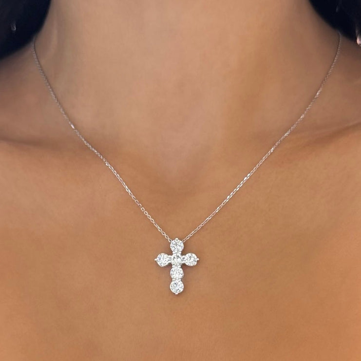 Khloe Two Prong Diamond Cross Necklace
