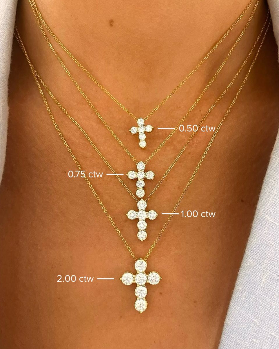 Khloe Two Prong Diamond Cross Necklace
