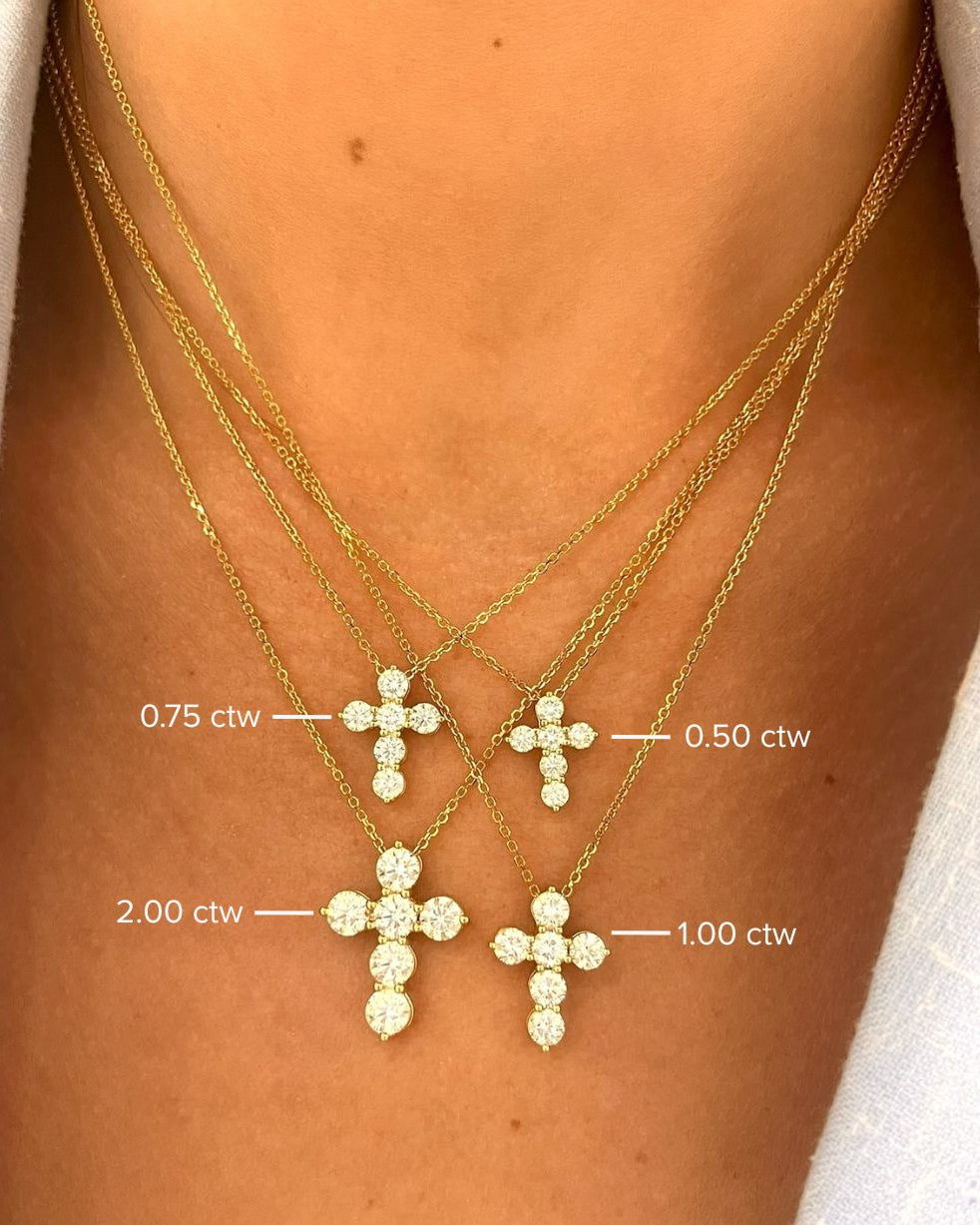 Khloe Two Prong Diamond Cross Necklace – RWFJ