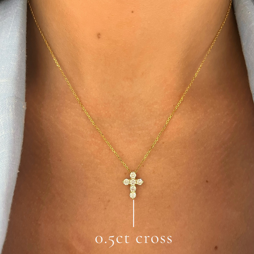 Khloe Two Prong Diamond Cross Necklace