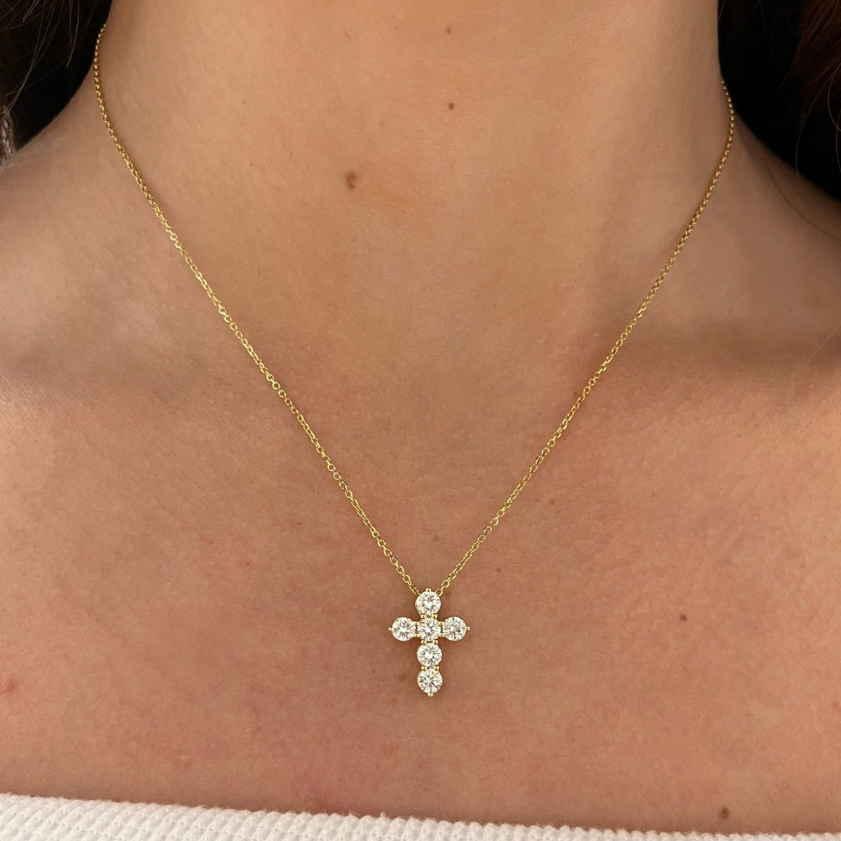 Khloe Two Prong Diamond Cross Necklace
