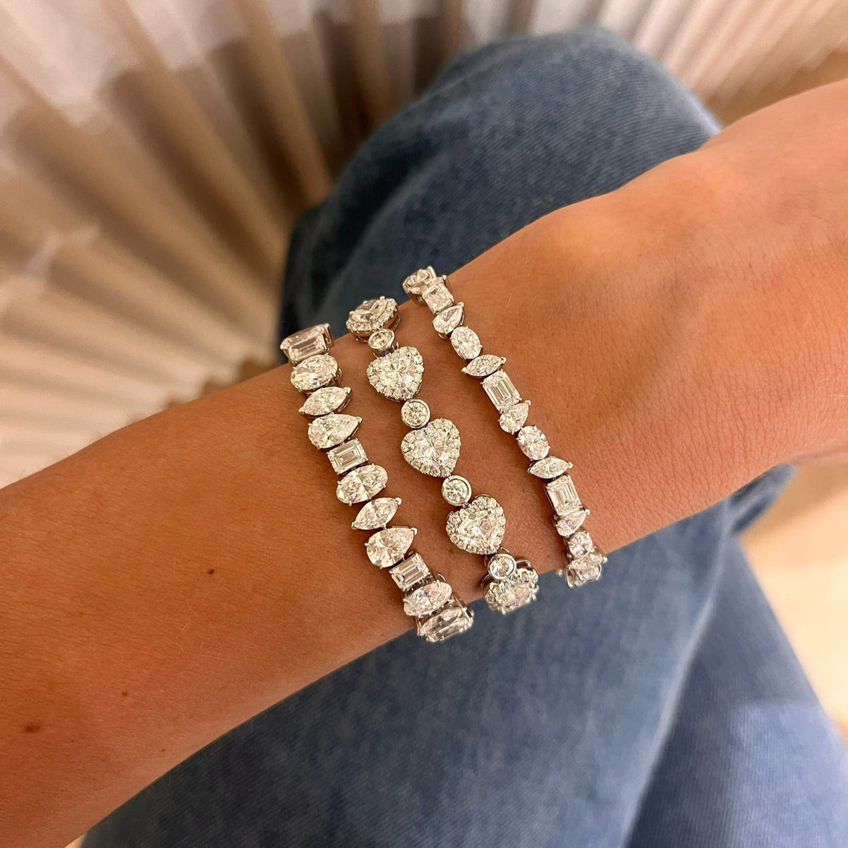 Khyla Heart Halo Diamond Tennis Bracelet 12 ctw