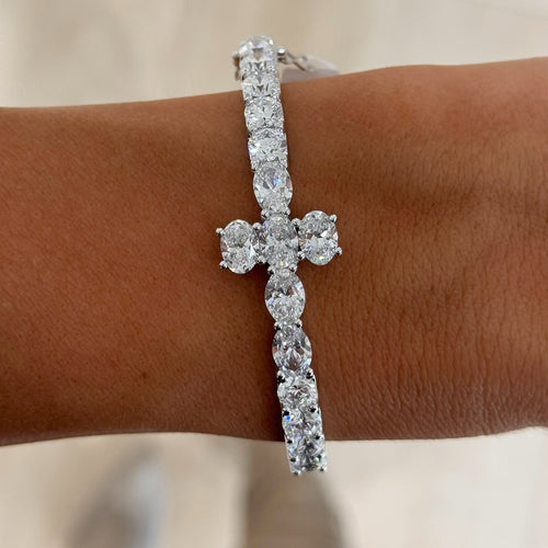 Kirk Oval & Round Diamond Cross Bangle 8.89 ctw