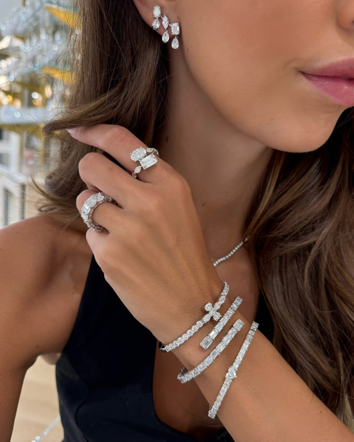 Kirk Oval & Round Diamond Cross Bangle