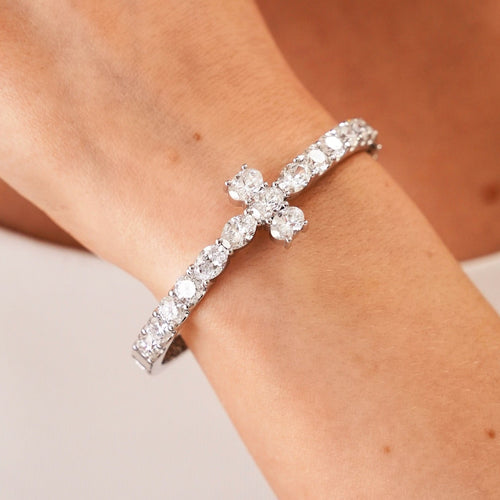 Kirk Oval & Round Diamond Cross Bangle 8.89 ctw